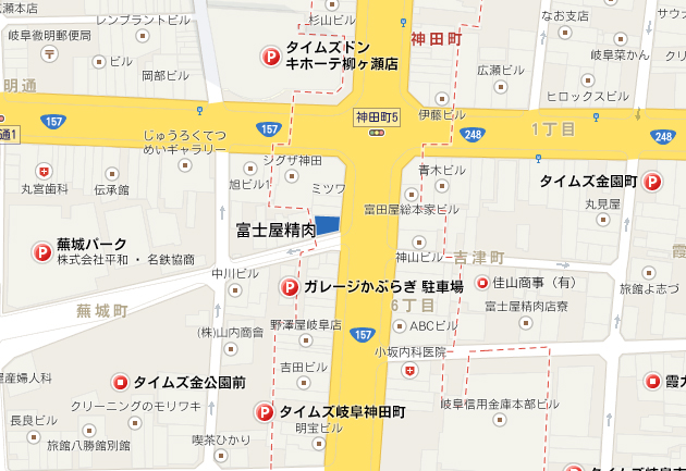 富士屋精肉周辺の駐車場の地図